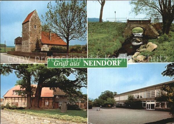 Neindorf Helmstedt Turm Kanalbrücke Fachwerkhaus Schule