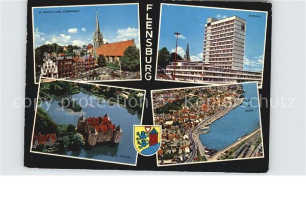 Flensburg St Nikolai und Südermarkt Rathaus Flieg