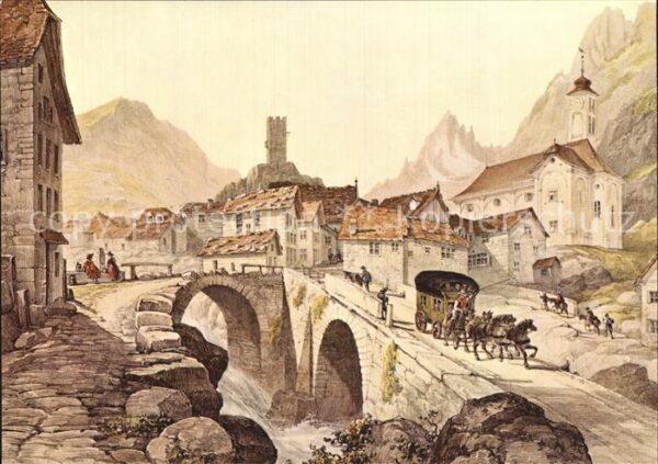 Post Gotthardpost 1843 Hospenthal Künstlerka