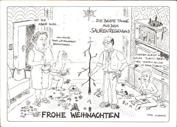 Kuenstlerkarte Arnulf Wigand Federzeichnung Frohe Weih