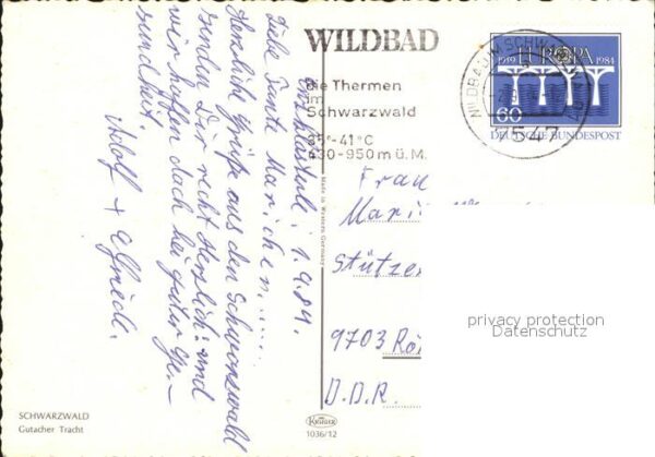 Trachten Schwarzwald Gutach Bollenhut - P O S T K A R T E - – Bild 2