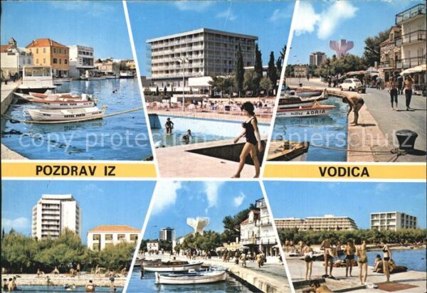 Vodice Teilansichten Küstenstadt Hafen Badestr