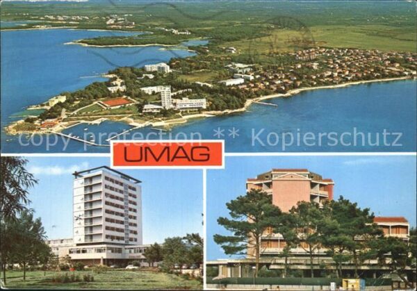 Umag Umago Istrien Hotel Hochhaus Halbinsel Fliegeraufnahm