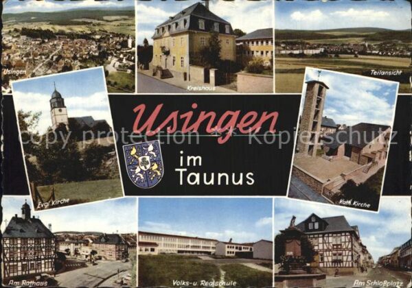 Usingen Panorama Kreishaus Kirche Rathaus Schul
