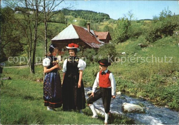 Trachten Schwarzwald Bollenhut - P O S T K A R T E -