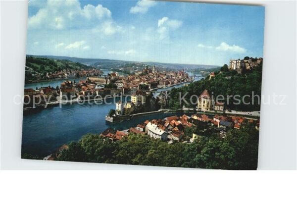 Passau Panorama Dreiflüssestadt mit Inn Donau