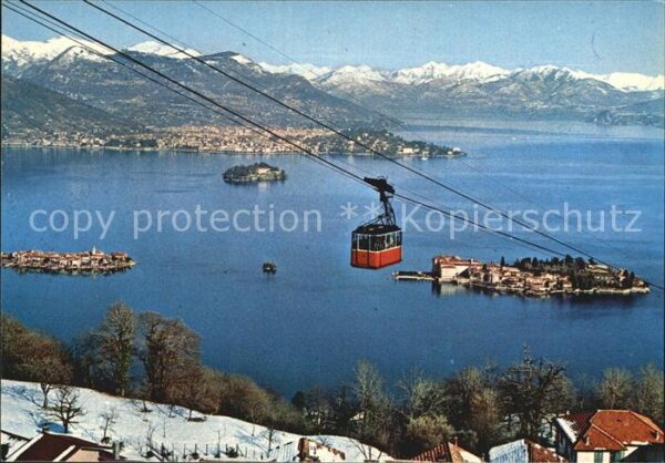 Isole Borromee Lago Maggiore Fliegeraufnahme mit Schwebebahn Stresa