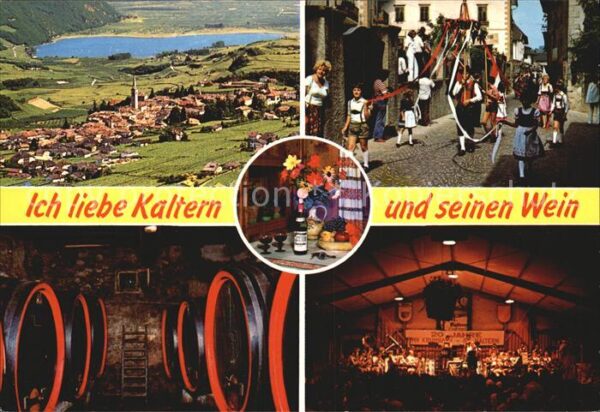 Kaltern Weinstrasse Tirol Teilansicht Trachtenträger Weinkeller