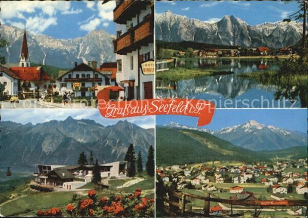Seefeld Tirol Dorfstrasse gegen Wettersteingebirge Wi