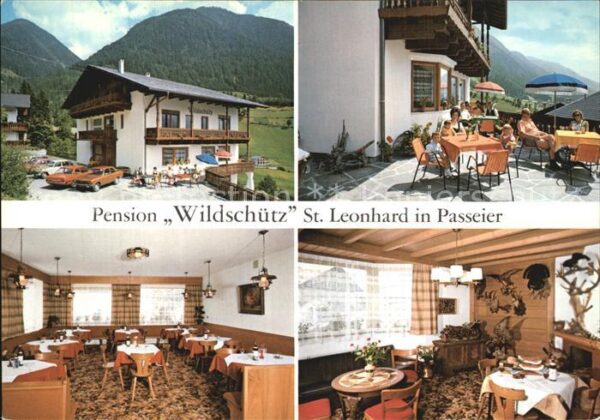St Leonhard Passeier Pension Wildschütz Terrasse Gaststube