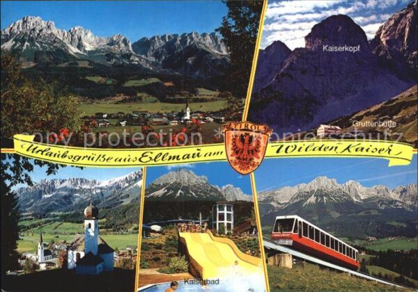 Ellmau Tirol Teilansicht Bergbahn Kirche Kaiserkopf