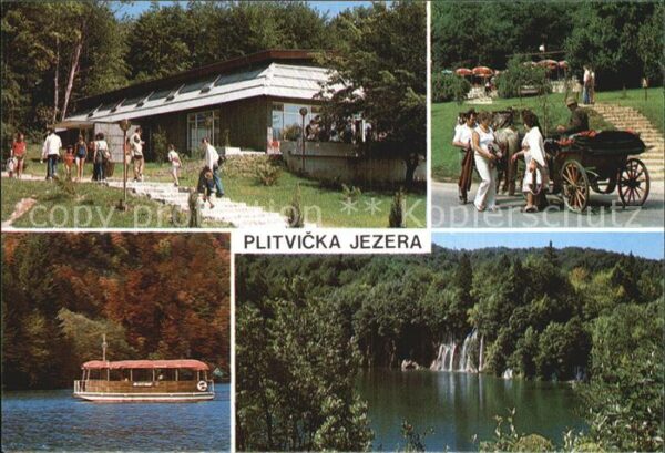 Jezera Kroatien Park See mit Wasserfall Kutsche Floss