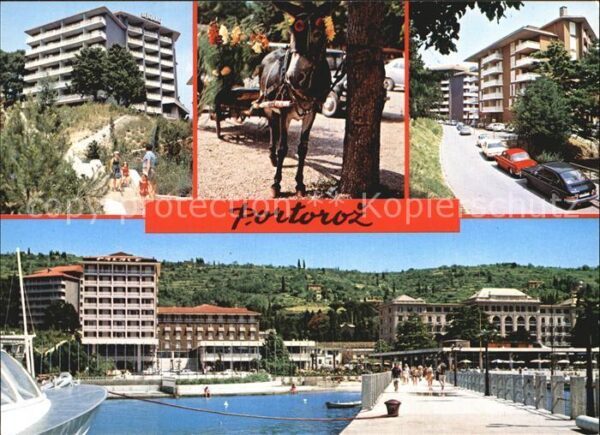Portoroz Pferdekutsche Hafen Hotelanlage