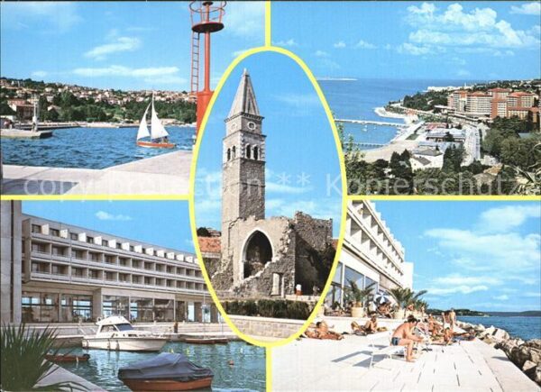 Bernardin Teilansicht Hafen Kirche Strand