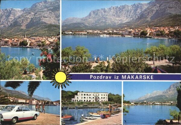 Makarska Dalmatien Panorama Küstenstadt Hafen Berge