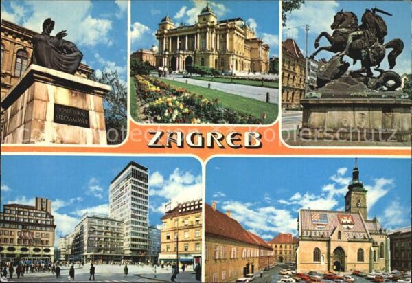 Zagreb Theater Denkmal Reiterstandbild Kirche