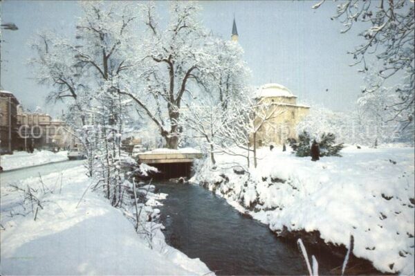 Sarajevo Bachlauf Winterpanorama