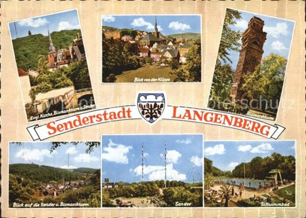 Langenberg Rheinland Ortsansicht mit Kirche Bismarckturm Sen