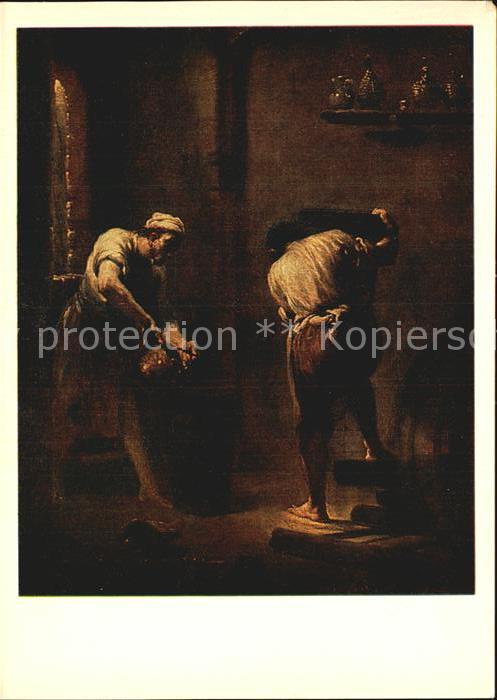 Kuenstlerkarte Alte Kuenstler Giuseppe Maria Crespi Scene in a Cellar