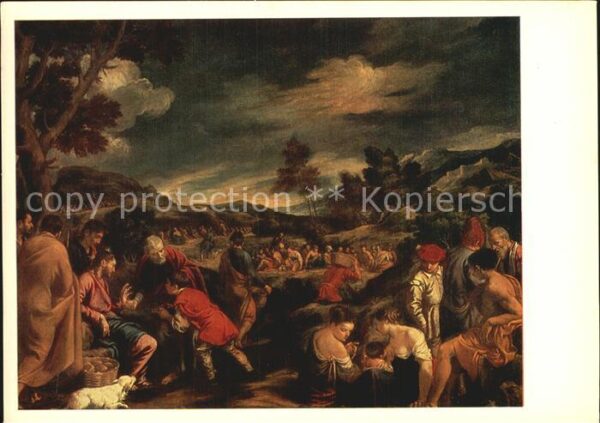 Kuenstlerkarte Alte Kuenstler Pedro de Orrente Christ Feeding Men