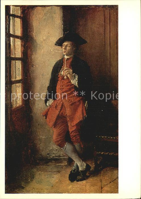 Kuenstlerkarte Alte Kuenstler Jean Louis Ernest Meissonier The Smoker