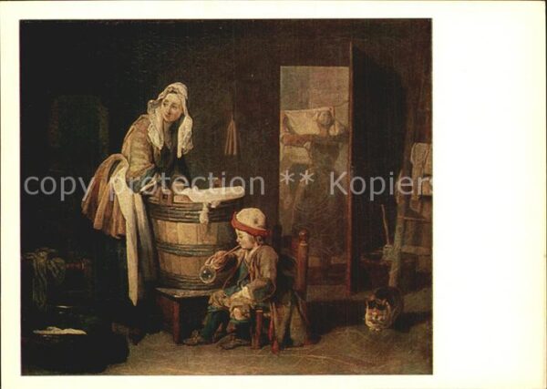 Kuenstlerkarte Alte Kuenstler Jean-Baptiste Simeon Chardin Laundress