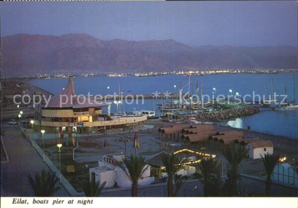 Eilat Eilath Israel Boats pier at night