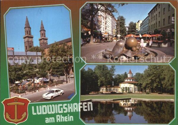 Ludwigshafen Rhein Ludwigskirche Knödelbrunnen Turmcafe im