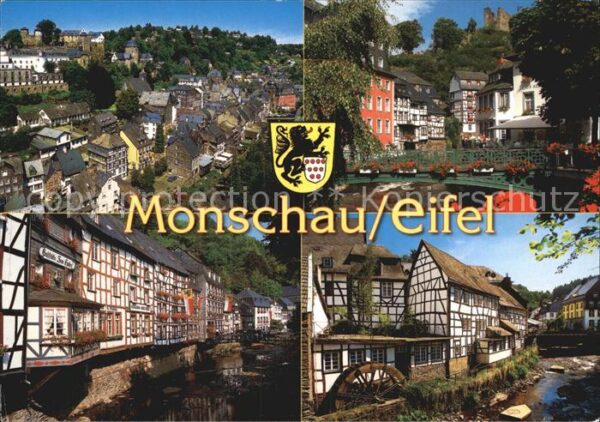 Monschau Teilansicht Brücke Rotes Haus Rurpartie