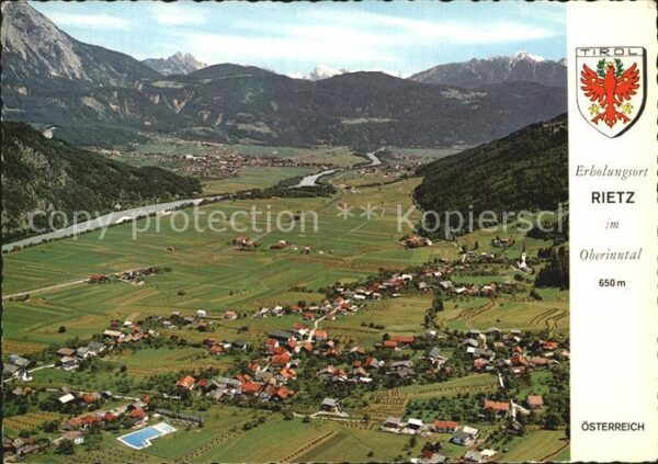 Rietz Tirol Fliegeraufnahme mit Karwendelgebirge