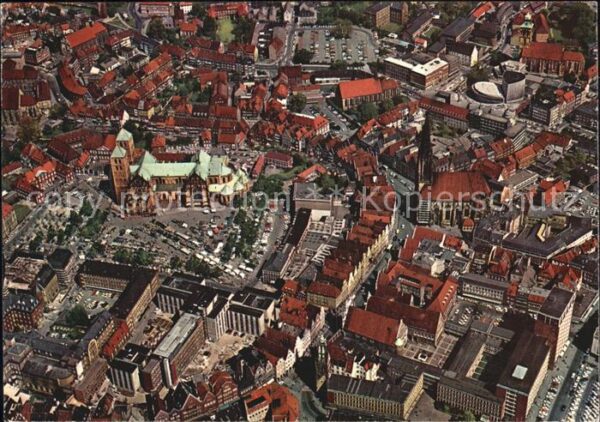 Muenster Westfalen Fliegeraufnahme mit Dom Lambertikirche