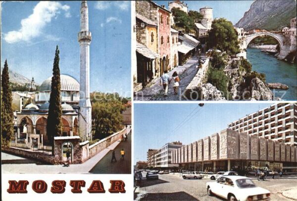 Mostar Moctap Mosche Dorfmotiv Strassenpartie