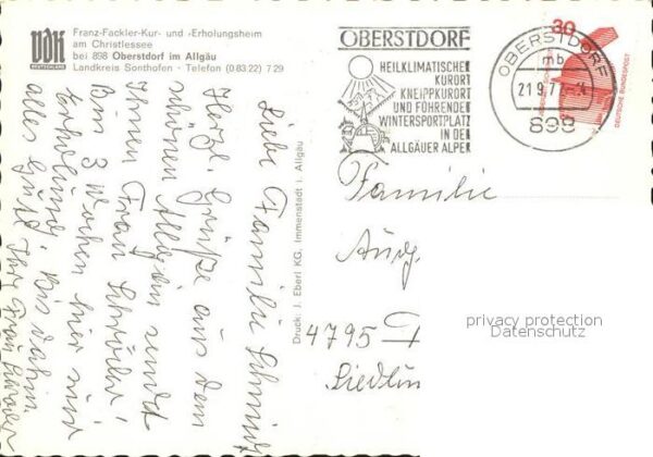 Oberstdorf Franz Fackler Erholungsheim am Christle – Bild 2