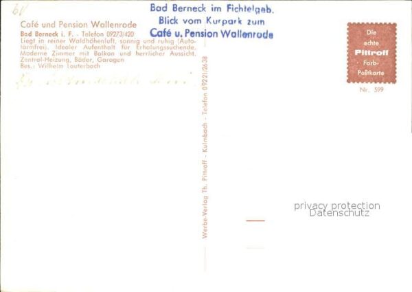 Bad Berneck Cafe Pension Wallenrode Kurpark – Bild 2