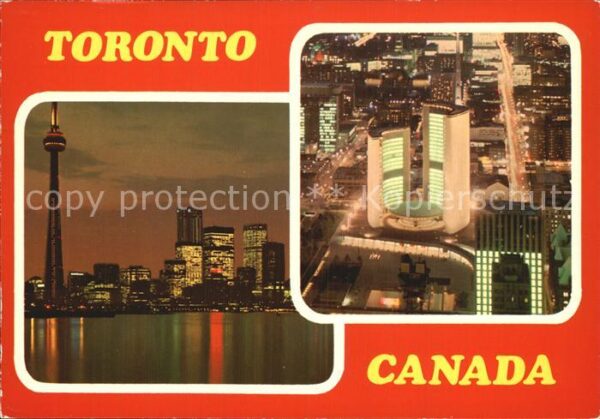 Toronto Canada Tower CN at night Air view City Hall