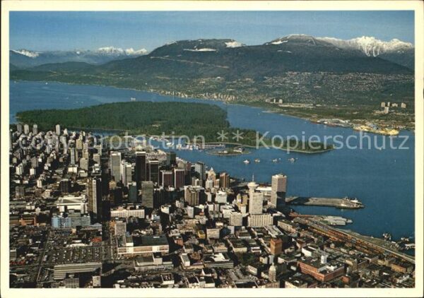 Vancouver British Columbia Aerial view Stanley Park Lions Gate Bri
