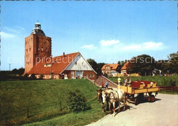 Insel Neuwerk Wattwagen vor dem über 650 Jahre alten