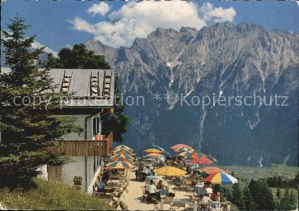Kranzberghaus Sonnenterrasse Blick gegen Karwendelgeb