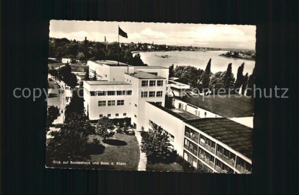 Bonn Rhein Bundeshaus Blick über den Rhein