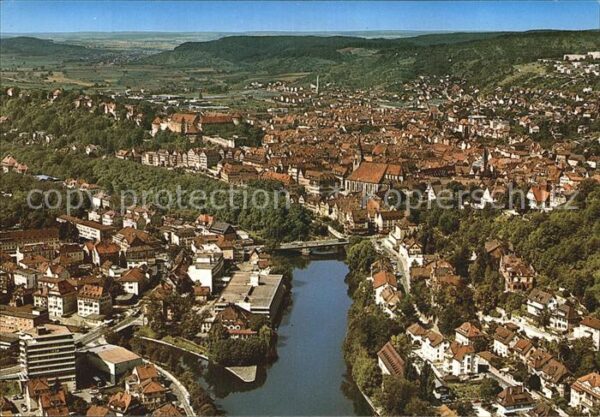 Tuebingen Blick von Osten auf den Neckar und Schl