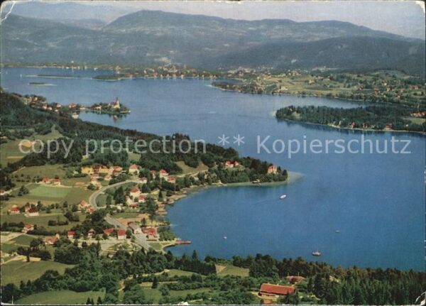 Reifnitz Woerthersee Bucht mit Wallfahrtsort Maria Wörth Fli