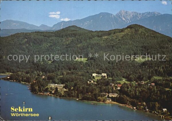 Sekirn Woerther See mit Hochobir Karawanken Alpenpanorama F