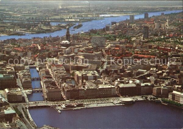 Hamburg Fliegeraufnahme Jungfernstieg mit Blick