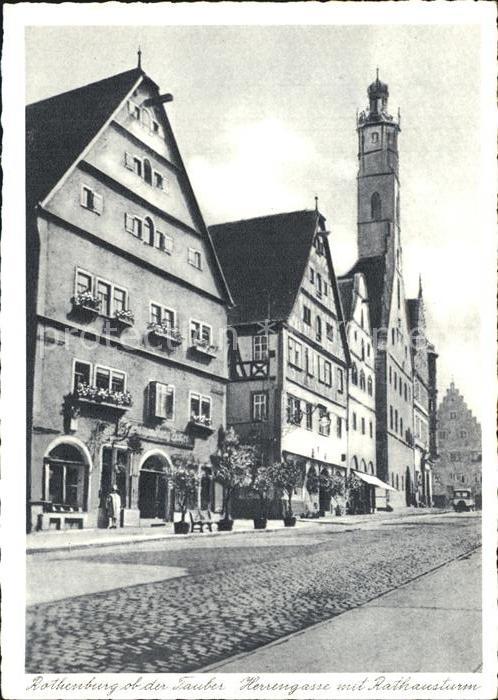 Rothenburg Tauber Herrengasse und Rothausturm