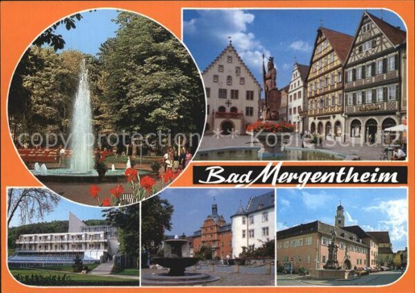 Bad Mergentheim Kurpark mit Brunnen Marktplatz