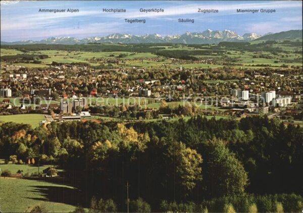 Kempten Allgaeu Blick vom Mariaberg auf Säuling und Zug
