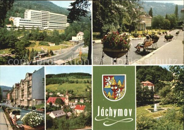 Jachymov Kurklinik Kurpark Teilansicht Brunnen