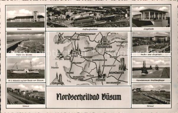 Buesum Nordseebad Fliegeraufnahme Mole Strand Hafen Liege