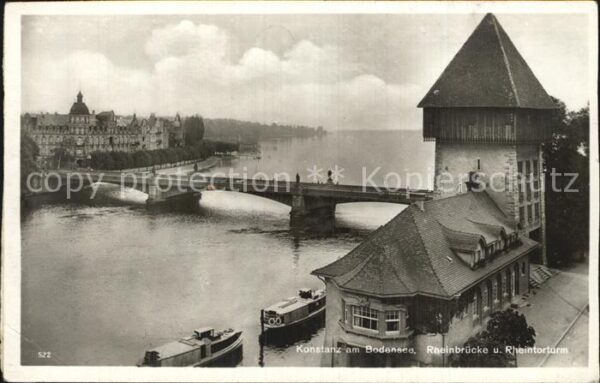 Konstanz Bodensee Rheinbrücke und Rheintorturm