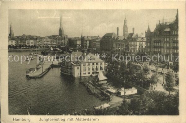 Hamburg Jungfernstieg mit Alsterdamm